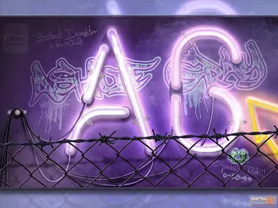Photoshop Realism Digital Art - Neon Light Sign Monogram 3d artist art creative design custom design designer for hire digital art digital artist graffiti graffiti digital graphic artist hyperrealism mockup design monogram design neon neon lights photoshop art poster art realism realistic mockup self branding