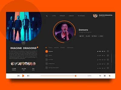 Music player concept for Soundcloud daily 100 daily ui daily ui 009 imagine dragons music music app music player music player app music player ui soundcloud ui ui ux user user ux ux ui design