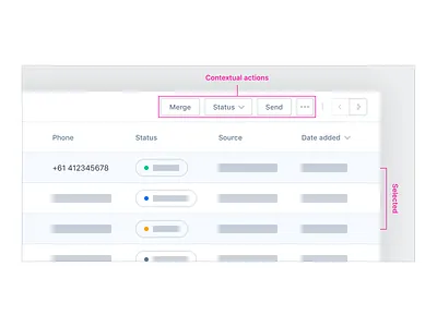 Data Table UX/UI – Contextual Actions app crm data table ui user experience user interface ux web app