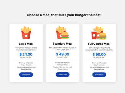 Select your meal plan animation select meal select meal plan selection animation