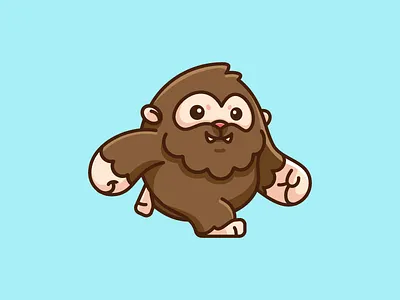 Bigfoot adorable lovely bigfoot sasquatch brand branding cartoon comic character mascot child children cute fun funny friendly human furry ape game gaming happy smile illustrative illustration monster giant mythical beast north america snowman figure sticker design t shirt apparel walk walking yeti creature