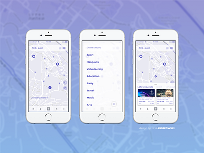 Quests App Home Screen Navigation event app ios app ios app design leisure app navigation design quest travel app