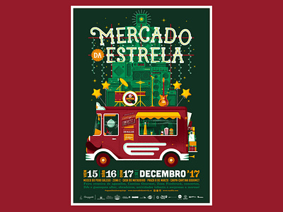 Mercado da Estrela 2017 amps band christmas illustration lettering market music poster sign van