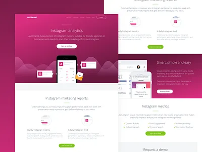 Outsmart Instagram analytics abstractic branding marketing outsmart saas ui ux website