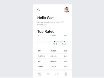 Icodrop icos minimal mobile mobile app mobile app design roi tracker ui design ux design