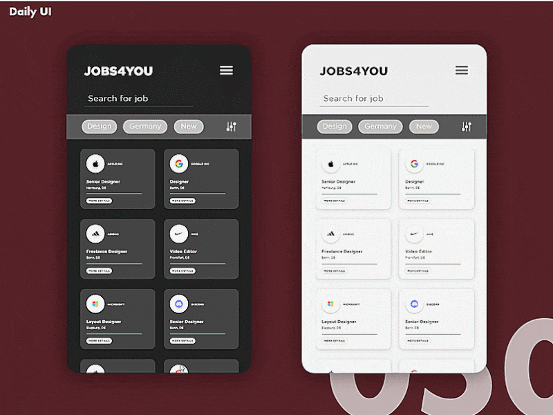 [GIF] Daily UI Challenge #050 | Job listing adobexd app color creative dailyui design flat graphics illustration job listing minimal ui ux web webdesign website