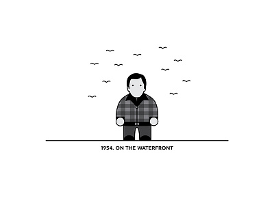 1954 - On The Waterfront character cinema design figure film flat illustration minimal movies vector