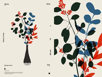 Start Of Spring abstract branch composition floral flowers form fragment illustration laconic layout lines minimal poster poster a day poster art poster challenge