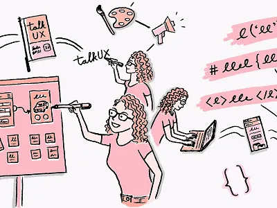 Ladies that UX: Katie Langerman – Adobe Blog Illustration adobe design blog adobe xd cartoon creativity design generalist design leadership design specialist editorial illustration event planning front end dev product design software engineering talk ux ui design ux design visual merchandising web app web design web development women in tech