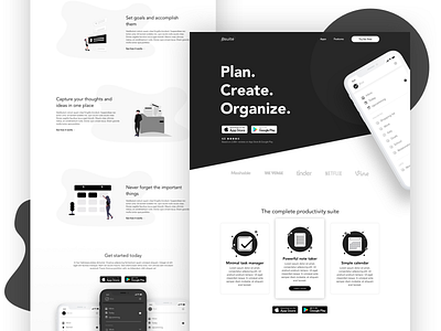 Productivity Apps - Website Concept apps apps design apps screen black white clean concept concept app design homepage ios landing page landing page concept page productivity service ui user inteface web web desgin website