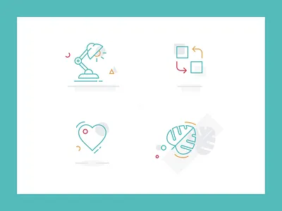 Koti illustrations dashboard geometric heart icon illustration lamp landing page leaf simple vector