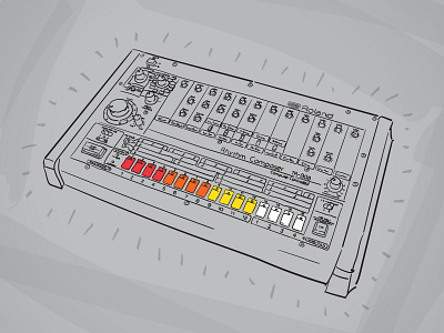 808 (20 minute sketch) 20 minute sketch 808 analog drum machine illustration retro supply roland sketch tr 808 vector