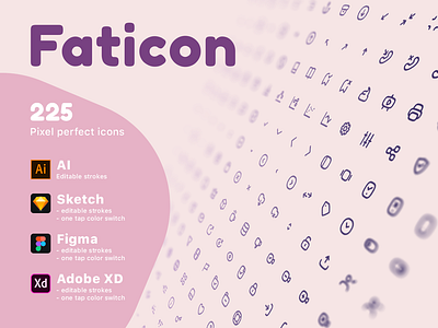 Faticon Line Icons Pack app benefits booking clean design gradient hipster illustration landing light material minimal mobile pixori simple ui ux vector web white