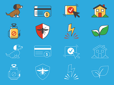 FlyFoe: Icon Set 2d art boston branding business design dog food flat design icon artwork icons icons set illustration mosquito service icons set tick vector vector art vector artworks