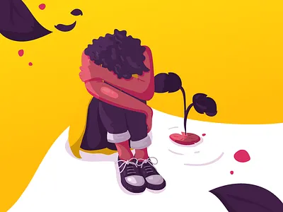 Alone alone character dark flat flat design flat illustration illustration love uiux yellow