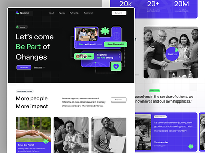 Carryon - Crowdfunding landing page agency clean community crowdfunding donation fresh fundrising landing page non profit save earth social volunteer web design