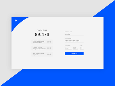 Checkout Page Design app checkout checkout form dailyui dailyui 002 design flat ui ui ux ux vector web website