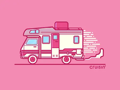 Cruisin' cruisin debut dribbble graphic design illustration illustrator lines rv typography vector
