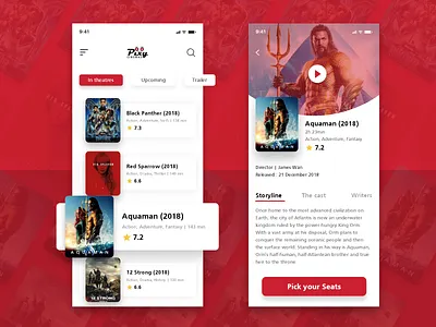 Movie App app cinema concept design film geners ios mobile movie rating seats theatre ui ux ux design