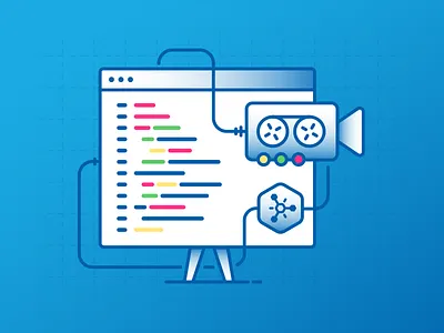 Learning camera coding developer illustration learning vector video window