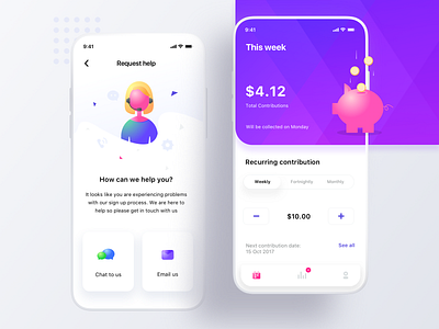 Firststep Request help + This week screen android app contact email icon iconographic illustration investment ios iphone neel prakhar samsung savings sharma statusbar ui ui ux user userprofile web