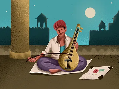 Rajasthan apple pencil brush character color design illustration india ipad procreate rajasthan sitar sunny thecruze