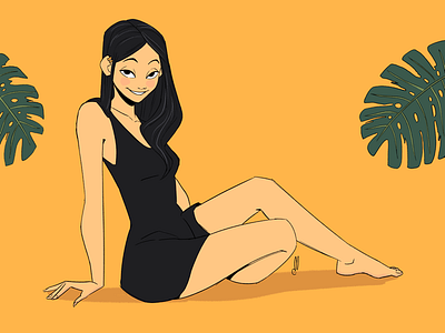 Ana character character design dress girl pinup