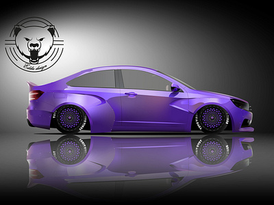 Lada Vesta Stanced Ver 2 adobe illustrator art auto automobile bagged car carart chameleon custom customize design drawing illustration illustrator purple slammed stance tuning vector vector art