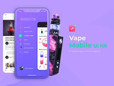 Vape Mobile agency app application box card coil concept app design desing interface kit design smoke ui ux vape