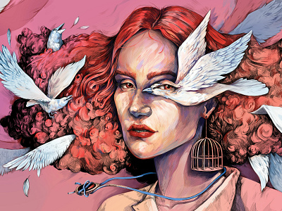 face vol_02 art birds colorful art eyes face illustration line art pixelmator wind