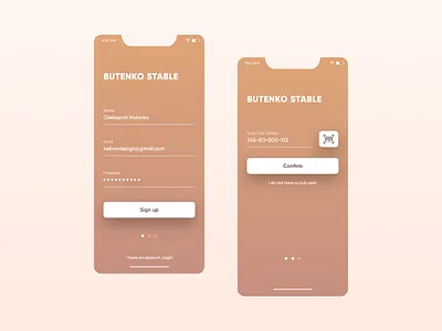 Butenko stable App Sign Up app design kfrv login login screen minimal mobile service sign up sign up screen ui ux