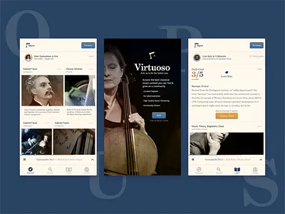 Classic Music App app classic clean interface minimal music screen serif subscription ui