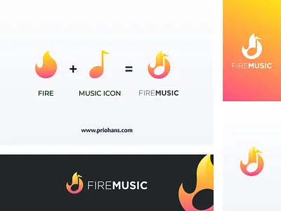 FIRE MUSIC LOGO animation app brand branding color design fire logo graphic design icon illustration logo minimal music logo prio hans typography ui ux vector web website