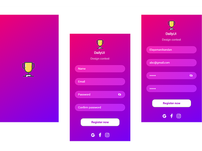 DailyUI 001-Design contest registation adobe xd android app creativity dailyui design dribbble logo registration ui