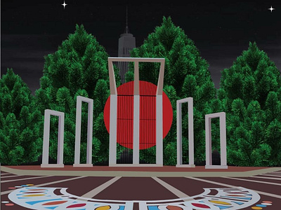 Shaheed Minar design flat illustration