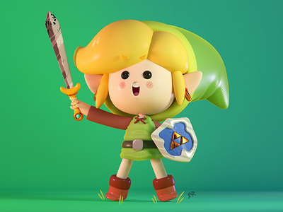 Link 3d brave charachters characterdesign concept design fanart green illustration nice nintendo switchfoot sword videogames zelda