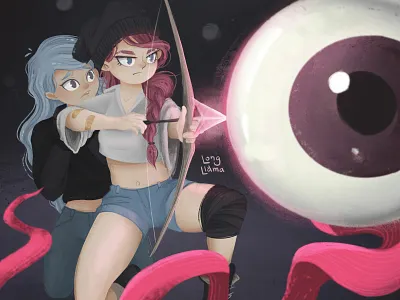 Don't mind me, I'm just hunting eyeballs children book illustration digital art illustration procreate