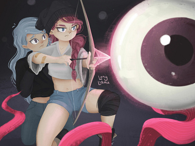 Don't mind me, I'm just hunting eyeballs children book illustration digital art illustration procreate