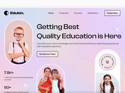 E-Learning Platform Landing Page animation button design e learning education education website gradient homepage interaction landing page learning platform microinteractions motion design online education student ui ux vector web website