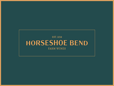 Horseshoe Bend Farm Wines 01 brand identity branding branding identity design gold green identity identity design logo logo design logo mark logotype typographic logo typography wine wine logo wordmark wordmark logo