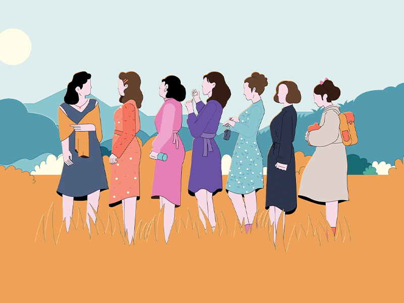 Ladys character motion motion animation