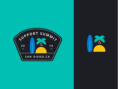 Support Summit San Diego beach california elastic icon illustration palm tree san diego support summit surfboard