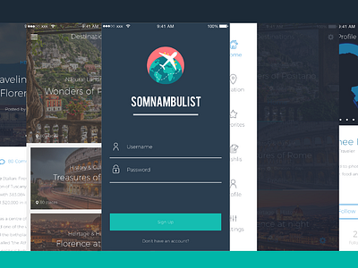 Somnambulist - Travel App app dailyui design experience graphic interface responsive travel trip ui ui ux design ui freestyle ui guide ui pack user experience user interface user interface design userinterface