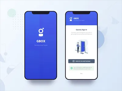 Gbox Rebrand and Quick Sign-In blue branding instagram iphone login logo mockup redesign sign in sign up social tool tool box toolkit