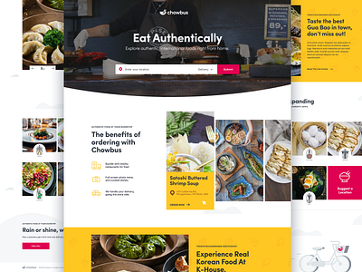 Chowbus app branding chowbus clean design flat food illustration landing minimalistic typography ui ux web white