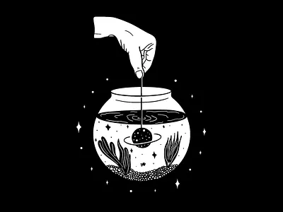 Fishbowl Universe black white black and white black and white illustration digitalart illustration illustration art illustrator ipad pro ipad pro art procreate procreate app visualtimmy