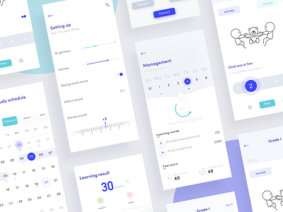 Language learning iOS app app card clean design interface material design mobile purple ui ux