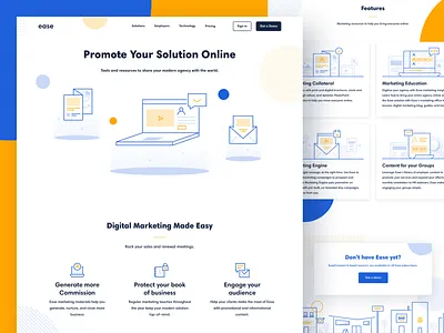 Ease Marketing Tools benefits brand brand design brand designer brand identity branding hr icon illustration landing page san francisco website website design