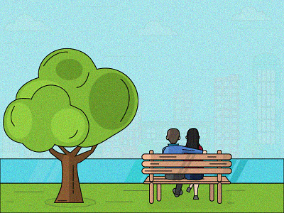 An evening at the Park beauty city colours couple design effects fun grain happiness illustration learning logo love nature park poster rookie vector