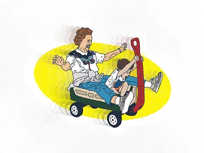 Fun with Grandma 2d cartoon childhood drawing family grandma illustration love motion rip wagon